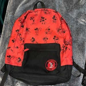 Disney Store Mickey Mouse Backpack School Travel Bag Red Through the Years